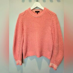 Rag & Bone Cheryl Pink Crewneck Ribbed Knit Varsity Striped Sweater SZ S